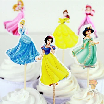24pcs princezná Popoluška Cupcake Mulčovače Vybrať Očarujúce princezná Popoluška dekorácie pre deti narodeninovej party dodávky AW-0412