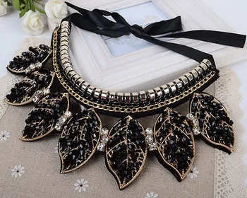 Ručné korálkové golier náhrdelník choker perličiek vyhlásenie ženy móda české collares vintage náhrdelník ročníka krištáľové šperky