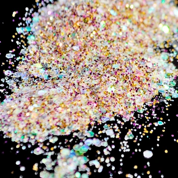 Rainbow Zlato Akrylové Nechty Lesk Prášok Jasné Hexagon Flitrami Prachu DIY UV Gél na Nechty, Manikúra Nástroj N283