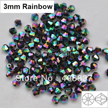 Doprava Zadarmo! 720pcs/Veľa, Čínsky Najvyššej Kvality 3mm Rainbow Crystal Bicone Korálky