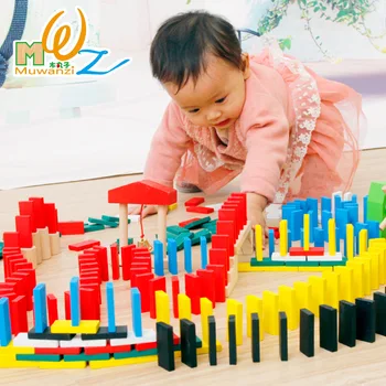 MWZ 480pcs Drevené Domino Bloky Nastaviť pre Deti Inteligencie Budovy a Vrstvenie Bloky Vzdelávania Hračka