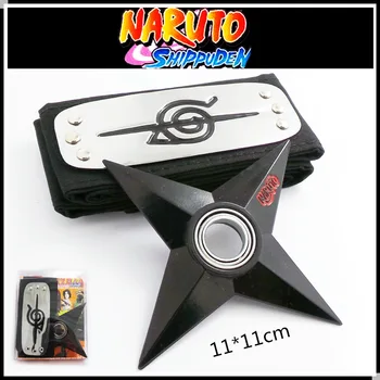 Naruto na čele s + rotujúce shuriken,Ložisko rotujúce šípky,Anime zbraň model hračky, hračky nôž, darčeky pre deti.