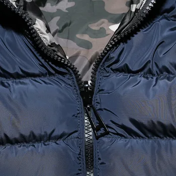 2017 Zimná Kamufláž Oboch Stranách Nosenie Mens Coats Hrubé Bundy Muž s kapucňou dve bočné opotrebenie Windbreaker Bunda 082910