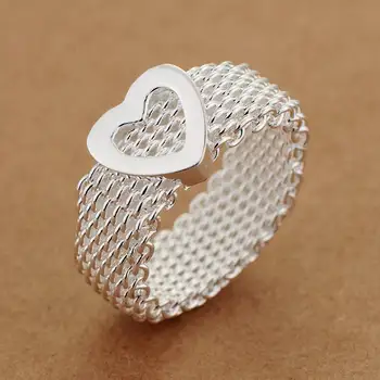 Láska srdce elegantné Strieborné pozlátené krúžok, striebro módne šperky krúžok Pre Ženy&Mužov , /JVLVKHJP AGECWGXX