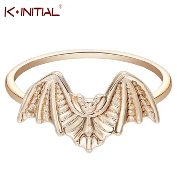 Kinitial Módne Krídla Krúžok Zvierat Bat Prstene Zlato, Striebro Pozlátené Koleno Šperky pre Dospievajúce Dievča Jedinečný Prst Kolo Bijoux