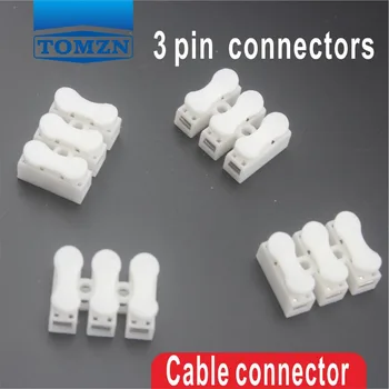 500Pcs 3 pin push rýchly konektor kábla svorka Zapojenie Svorkovnice 10A 250V