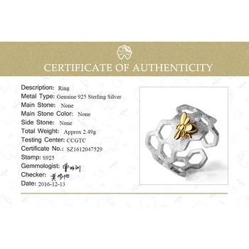 Lotus Zábava Reálne 925 Sterling Silver Prírodné Ručne Jemné Šperky Tvorivé Honeycomb Otvoriť Krúžok Domácej Stráž Prstene pre Ženy Bijoux