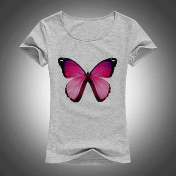 Móda Motýľ vytlačené t shirt ženy krásne 3D lete cool tričko kvalitné pohodlné bavlnené mikiny značky košele 1862