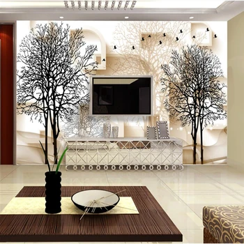 Beibehang Vlastné 3d stenu papier čierny a biely strom náladu 3d fresco obývacia izba gauč spálňa štúdia TV na pozadí na stenu