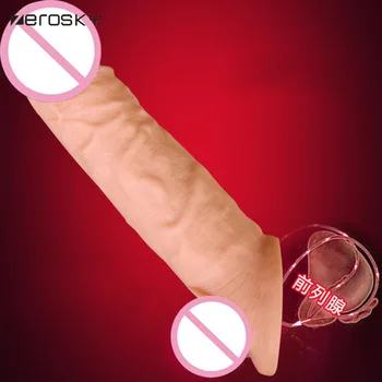 Zerosky Odolné Realistický Penis Rukáv Penis Rozšírenie Odkladu Opakovane Penis Krúžok Na Penis Extender Kondómy Sex Produkty Pre Mužov