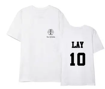 Exo na elyxion 4. koncert turné meno člena tlače čierna/biele tričko na leto kpop unisex o krk krátky rukáv t-shirt