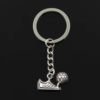 Móda 3 cm Krúžok Kovový prívesok na Keychain Šperky, Starožitný Bronz Á futbal, topánky 15*23 mm Prívesok