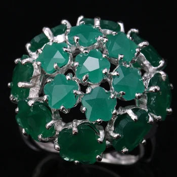 Brilantné Skúmie Kvety Drahokamy Zelenými zirkónmi 925 Sterling Silver Jewelrys dámske Prstene NÁM# Veľkosti 6 7 8 9 S1441