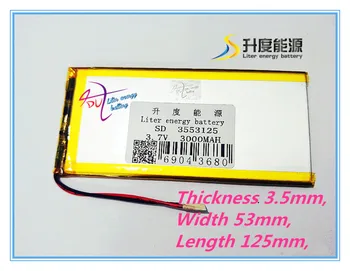 Najlepšie batérie značky 3,7 V 3000mah 3553125 Lithium Polymer Li-Po Nabíjateľná Batéria Pre Mp4 Mp5 GPS, PSP PAD E-Book tablet pc powe