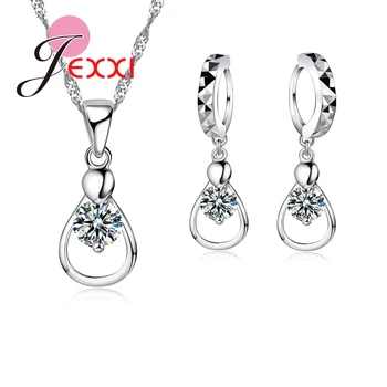 JEXXI Svadobné Austrian Crystal Fashion CZ Náhrdelník Náušnice Duté Kvapka Vody 925 Sterling Silver Šperky Set Svadbu