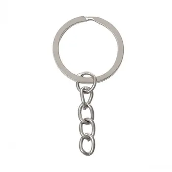 DoreenBeads kľúčenky & Key Krúžky Kolo matnej striebornej farbe Keychain 5.1 cm x 2.4 cm,100 Ks