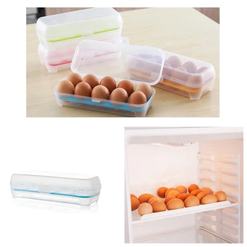 Praktická kuchyňa Chladnička 10 mriežky vajcia úložný box nádoba zásobník plastové prípadoch