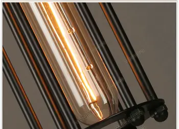 Vintage Prívesok Svetlá Dlho edison žiarovka E27 Železnej klietky, v tieni Loft štýl Jednotného minimalistický pokovovanie Čierna kovový Prívesok na čítanie