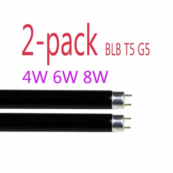 2-pack T5 BLB - 4/6/8 W Kompaktné Žiarivky Rovno Black light Blue Nahradiť Light Tube G5 Bi-Pin dvojité skončil