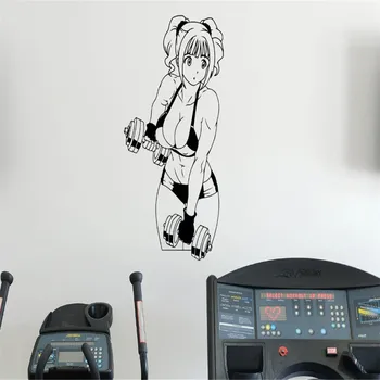 Fitness Anime Stenu, Nálepky Žena Telocvični Šport Vinylové Nálepky Domov Wall Art Decor Nápady, Interiér, Dizajn, Vymeniteľné