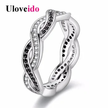 Uloveido Svadobné Šperky Vintage Infinity Prstene pre Ženy Bague Čierny Kameň Krúžok Žien Cubic Zirconia Strany Brincos Anel Y119