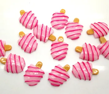 20Pcs Ružová Popsicle Živice Dekorácie Remesiel Korálky Rám Flatback Cabochon Zápisník DIY Zdobením Príslušenstvo