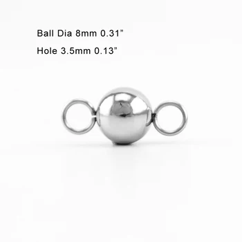 Simsimi zvaru 2 krúžky perličiek 8mm tuhé guľôčky zvaru ucho krúžky pozastavené perličiek z nehrdzavejúcej ocele DIY šperky čo častí veľkoobchod 100ks