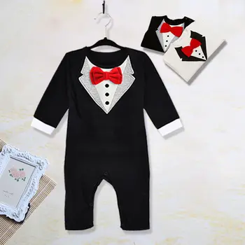 Roztomilý Novorodenca Oblečenie, Detský Oblek Chlapcov Bowknot Formálne Gentleman Romper Bavlnené Oblečenie Nové Módne 3 6 12 18 24 36M