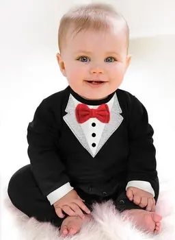 Roztomilý Novorodenca Oblečenie, Detský Oblek Chlapcov Bowknot Formálne Gentleman Romper Bavlnené Oblečenie Nové Módne 3 6 12 18 24 36M