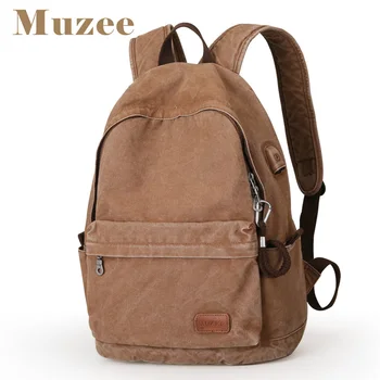 Muzee Retro Mužov, USB Dizajn Batoh Bežné Plátené tašky Módne Batoh Študent taška Muž Notebook Batoh Cestovná taška