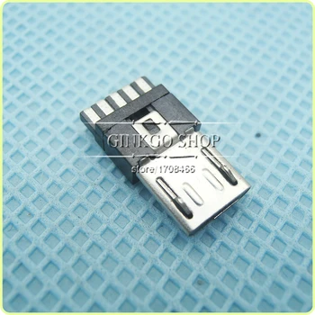 50pcs/veľa Communly pomocou Micro USB 5P zástrčku,Micro USB 5Pin Konektor Chvost Plnenie mužskej plug drôt Spájkovanie