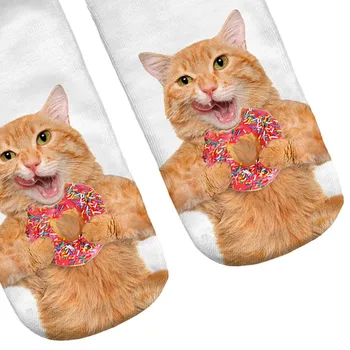 Horúce Módne 3D Digitálne Tlačené mačka v kruhu Žien Unisex Móda Roztomilý Krátke Ponožky Ženy Nízky Rez Šaty Ponožky Horúce tovaru