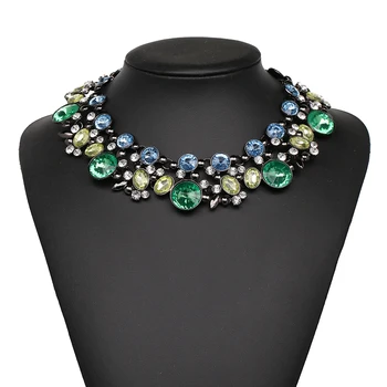 JUJIA Bohemain Lady Kúzlo Veľké Maxi Šperky Crystal Luxusné Drahokamu Reťazca Vyhlásenie Náhrdelníky Veľkoobchod