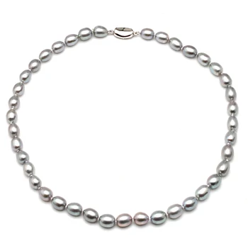 Vysoká Kvalita Perlový Náhrdelník 8-9 MM šedá Prírodné sladkovodné freshwa Pearl Choker 925silver Náhrdelník pre Ženy Klasické Pearl Jewelr