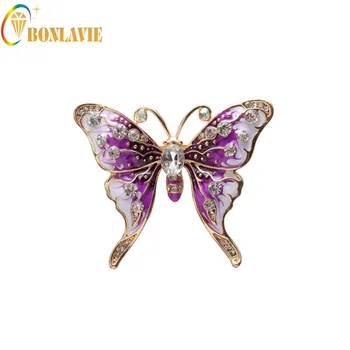 1 Kus Kvalitné Módne Farebné Drahokamu Motýľ Brošňa Pin Zlatá Farba Ženy, Svadobné Šaty Svadobné Brošňa Pin
