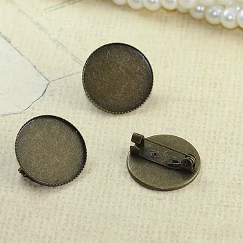 50pcs/Veľa 20 mm 25 mm 30 mm Pad Brošne Antique Bronze/Silver/Gold vintage cabochon kolíky base prázdne nastavenia ručne vyrábané šperky nájsť