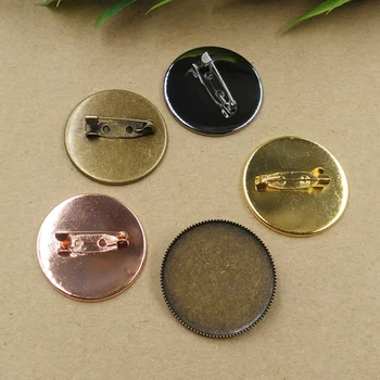 50pcs/Veľa 20 mm 25 mm 30 mm Pad Brošne Antique Bronze/Silver/Gold vintage cabochon kolíky base prázdne nastavenia ručne vyrábané šperky nájsť