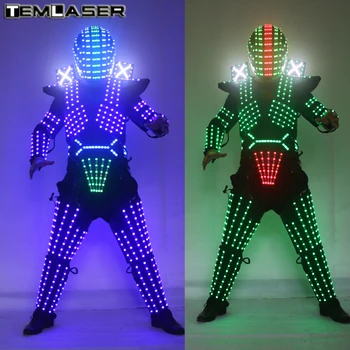 RGB Farebný LED Rastie Robot Oblek, Kostým Mužov LED Svietiace Oblečenie Tanečné oblečenie Pre Nočné Kluby Strany KTV Dodávky