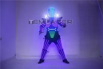 RGB Farebný LED Rastie Robot Oblek, Kostým Mužov LED Svietiace Oblečenie Tanečné oblečenie Pre Nočné Kluby Strany KTV Dodávky