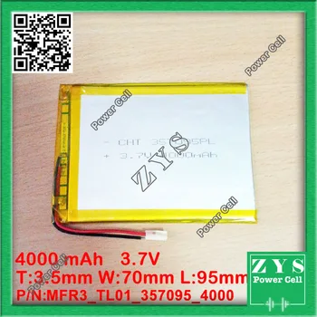 3,7 V 4000mah Li-ion batéria pre 7 palcový tablet pc MP3, MP4 [357095] 357095 3,5 mm*70 mm*95 mm 3,7 v 4000 mah,S batériou ochrany