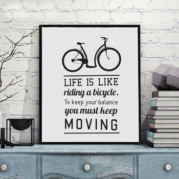Bicykel Motivačné Citáty Život je Bicykel..Plátno na Maľovanie Plagátu na Stenu Umelecké Plátno, Vytlačí obrazov na Stenu Pre Obývacia Izba Domova