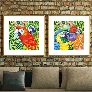 HAOCHU Tropické Krajiny Farebné Vtáky, Zviera Tlače Zelené Listy Umenie Fotografie Maliarske Plátno pre Domáce Spálne Dekorácie