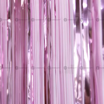 1 BALENIE Ružová 3 ft x 8 metrov Fringe Fólie Opony Strany Pozlátko Kulisu pre Fotografovanie Izba Svadby, Narodeniny Sprchy Nursary Strany