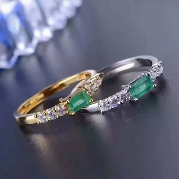 Jednoduché strieborné emerald krúžok 3*5mm prírodné emerald drahokam pevné silver 925 strieborný emerald krúžok valentínske darček pre priateľku