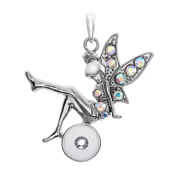 Móda XL9002 Krásy Očarujúce Drahokamu Krídla angel girl očarujúce snap prívesok náhrdelník fit 12MM očarujúce modul tlačidiel