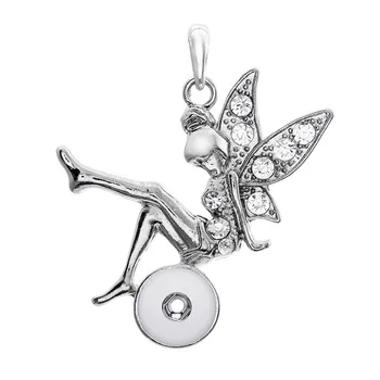 Móda XL9002 Krásy Očarujúce Drahokamu Krídla angel girl očarujúce snap prívesok náhrdelník fit 12MM očarujúce modul tlačidiel