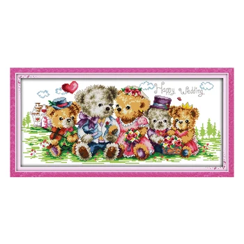 Radosť nedeľu cross stitch súpravy Medveď rodina DMC14CT11CT bavlnená tkanina detská izba detská izba dininghall maľby pôvodných veľkoobchod