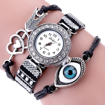 Duoya Značky Oko Drahokam Luxusné Hodinky Ženy Náramok Hodiniek Textílie Popruh náramkové hodinky Quartz Lady Hodinu Hodiny reloj mujer