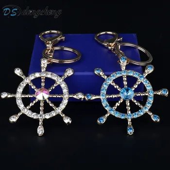 Dongsheng Šperky Drahokamu Crystal Osobnosti Lodné Kormidlo Volant Keychain Keyring Kabelka Kúzlo Kľúča Držiteľa Keyrings