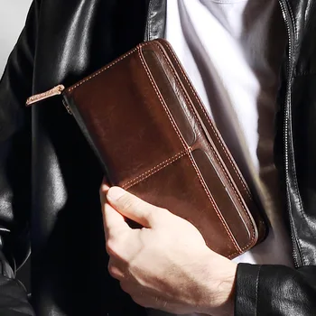 Originálne kožené Podnikania Muži peňaženka na Zips mince vrecku, kabelke Bežné portfólia prvá vrstva kožené peňaženky designer wallet